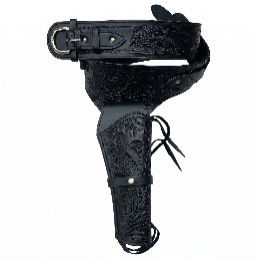 Leather Western Emboss Single Black, Large Size