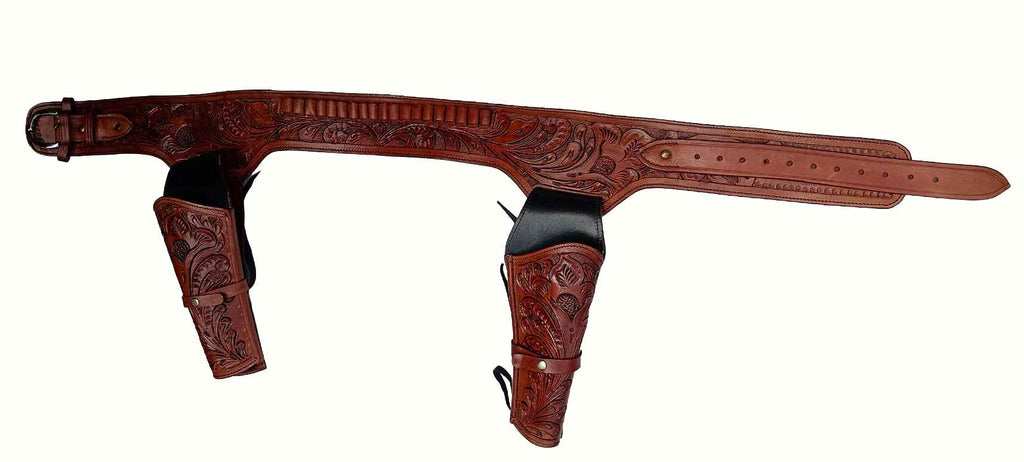 Leather Western Emboss Double Brown