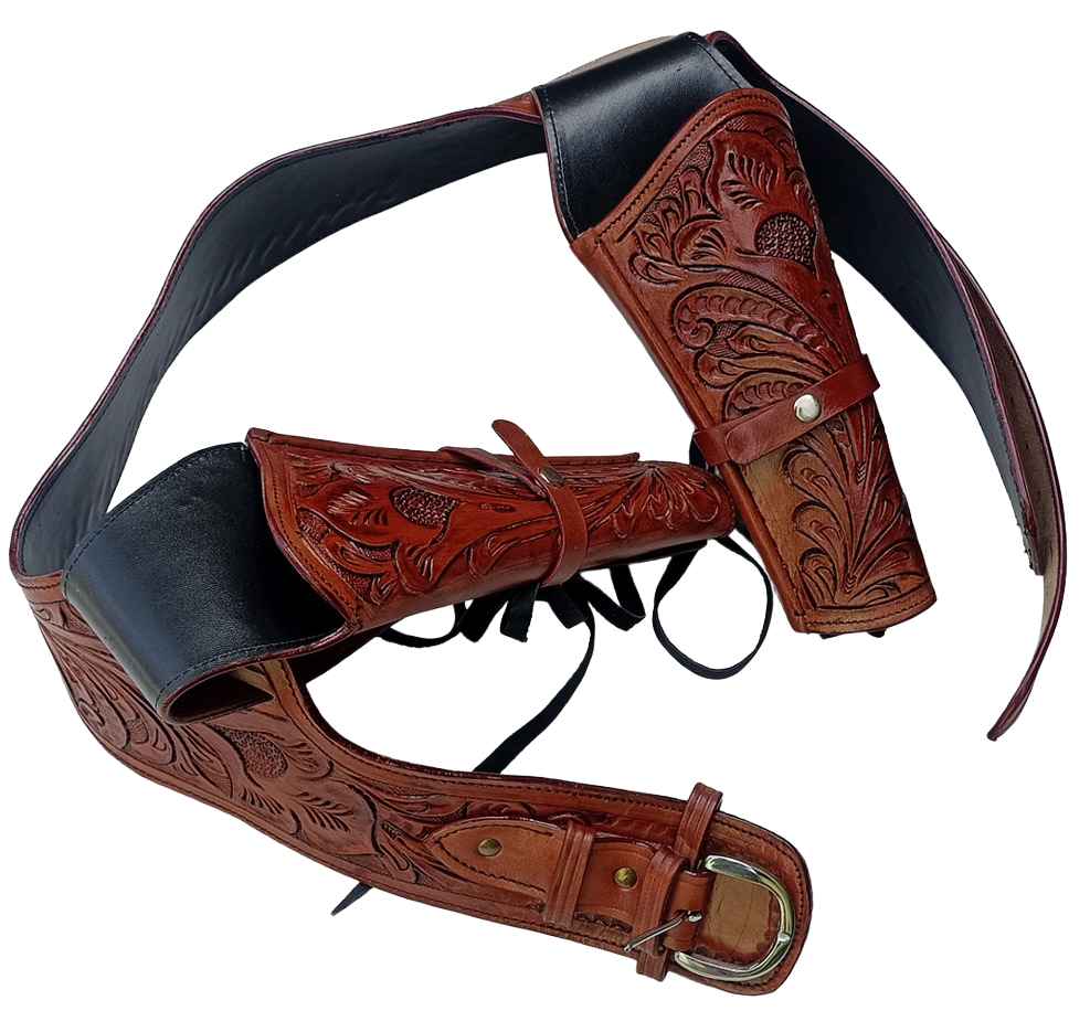 Leather Western Emboss Double Brown