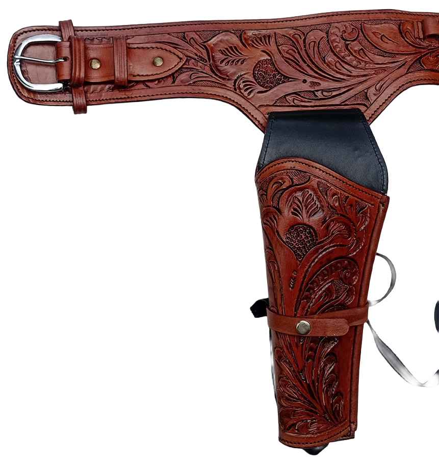 Leather Western Emboss Double Brown
