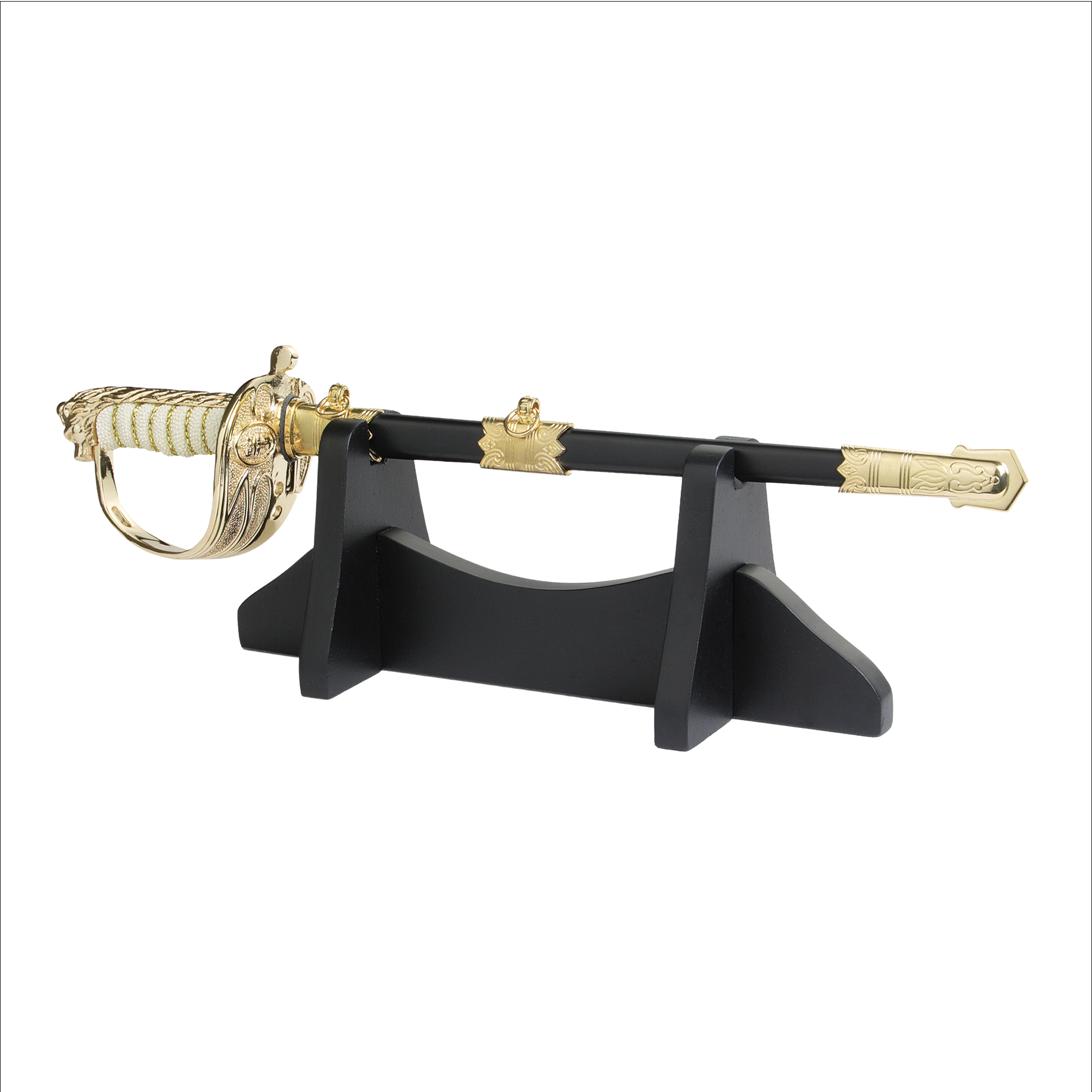 Letter Opener Navy Officer’s  Miniature Sword with Sheaths (Flat packed felt line and table stand included)