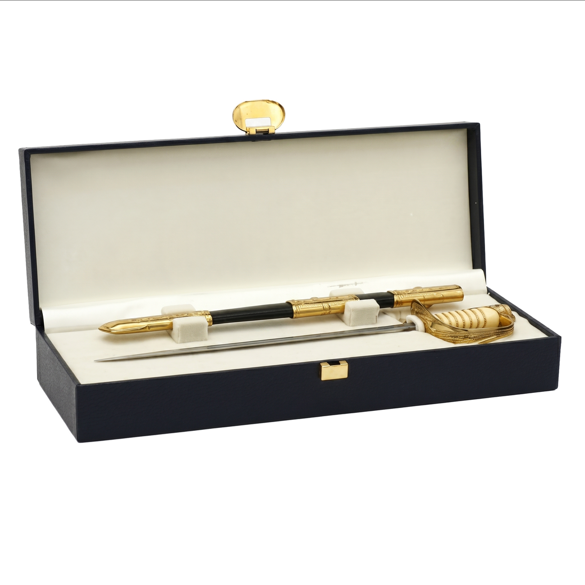Letter Opener Navy Officer’s  Miniature Sword with Sheaths (Flat packed felt line and table stand included)