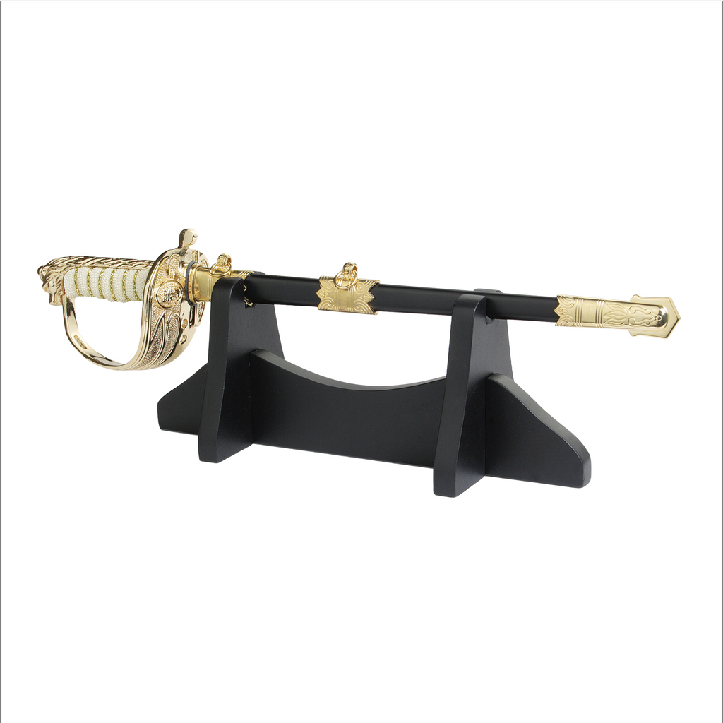 Letter Opener Navy Officer’s  Miniature Sword with Sheaths (Flat packed felt line and table stand included)
