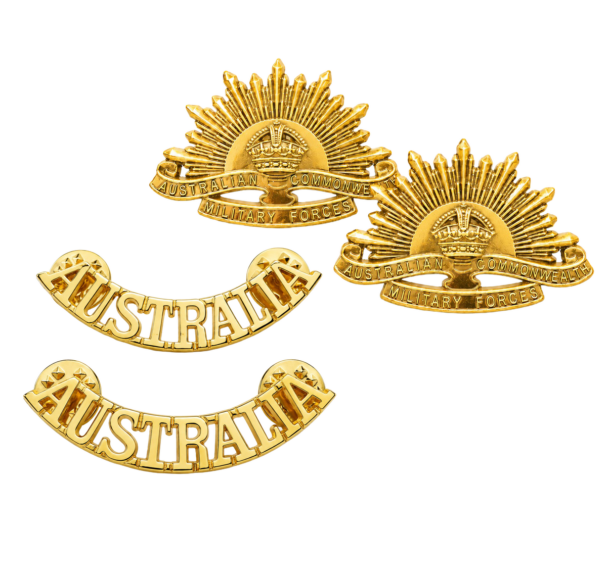 Aust. Shoulder Title (Gold) with Rising Sun V3 in sleeve - 1914-18 - 1939-45
