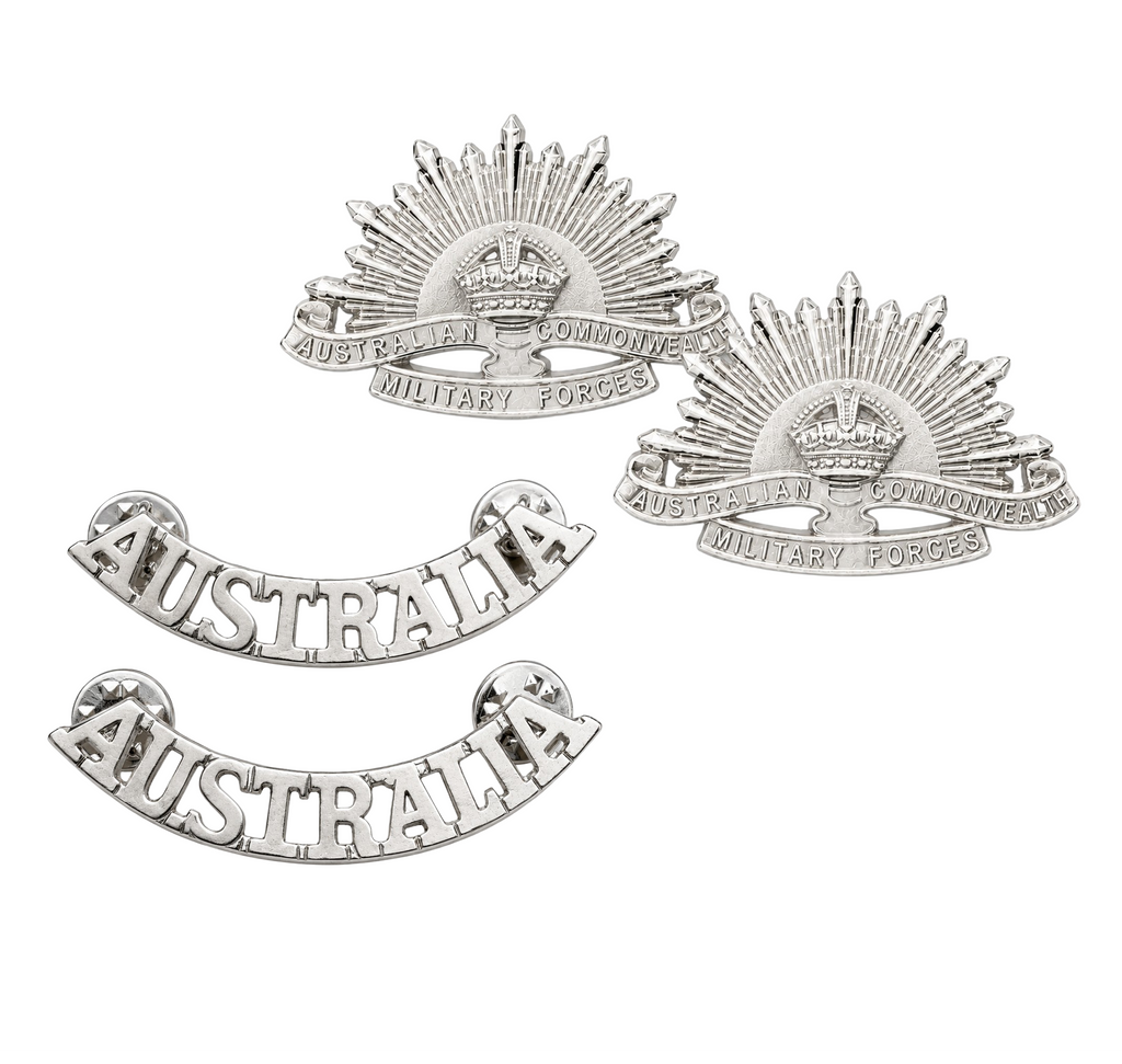 Aust. Shoulder Title (Silver) with Rising Sun V3 in sleeve - 1950 - present