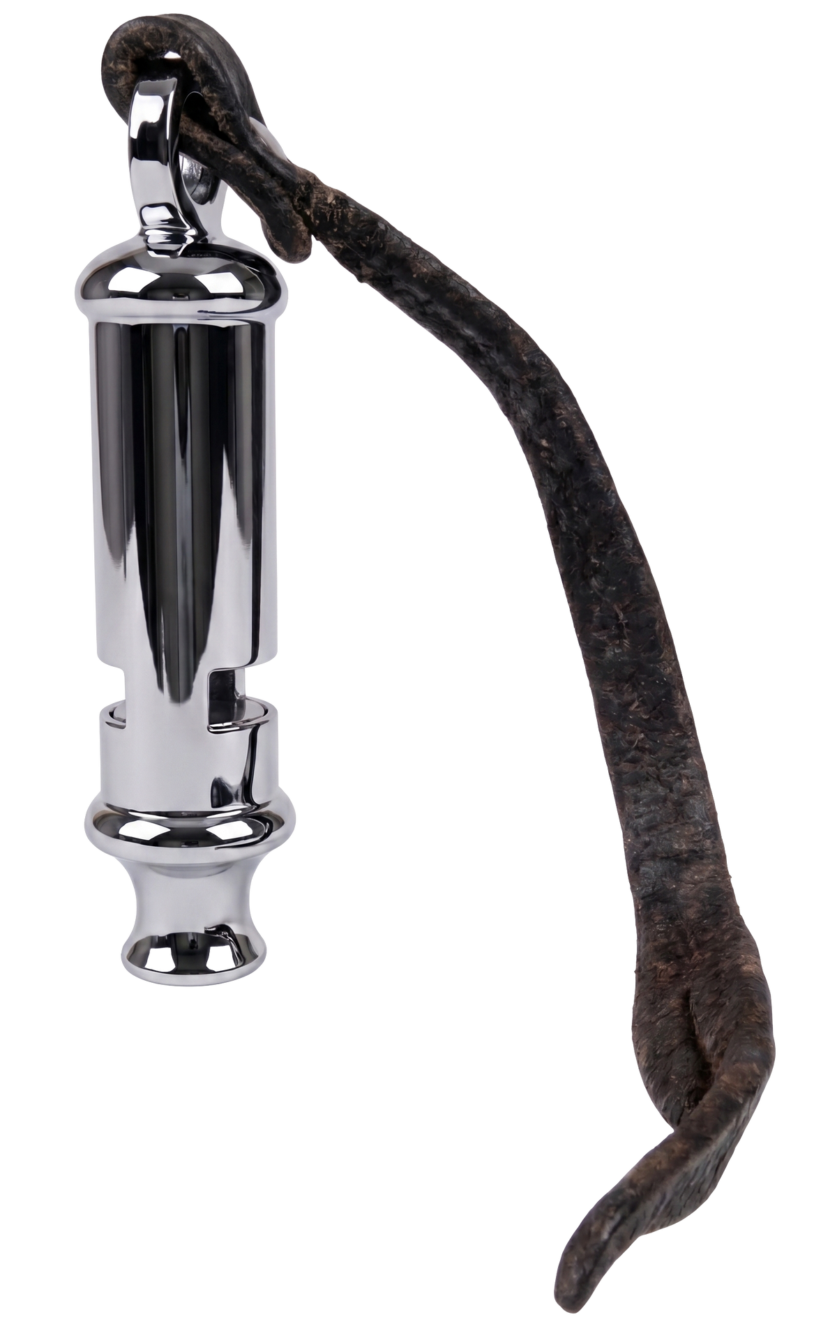 Trench Whistle WWI with 45 cm Leather Thong, Antique Silver