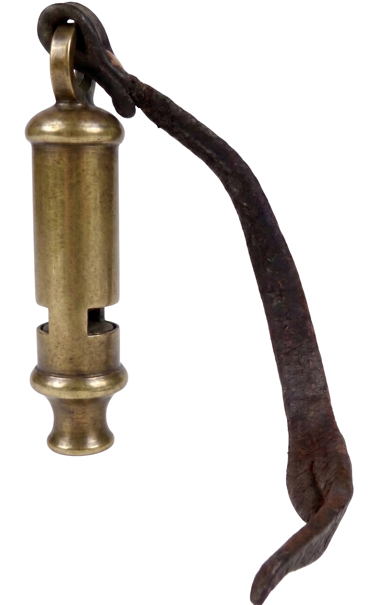 Trench Whistle Antique Silver 45 cm Leather Thong, Brass