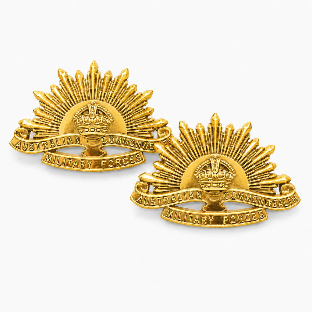 Aust. Shoulder Title (Gold) with Rising Sun V3 in sleeve - 1914-18 - 1939-45